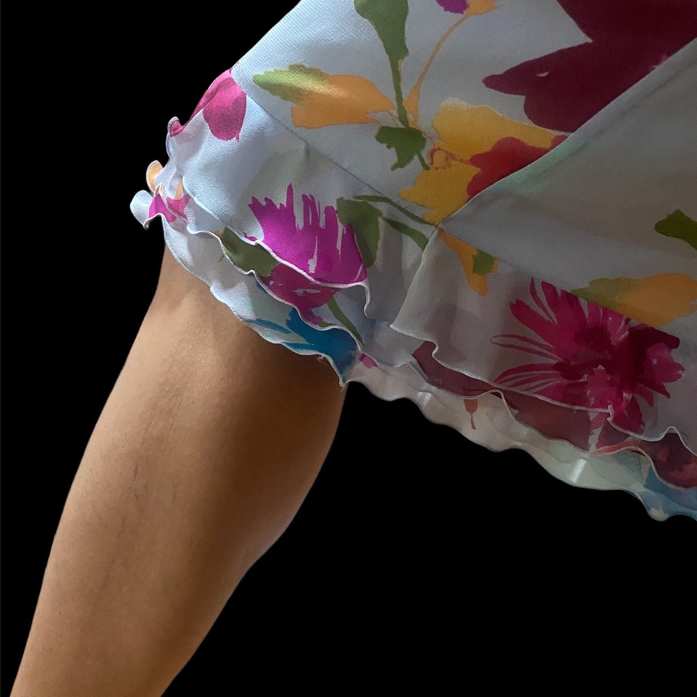 Vintage Escada skirt romantic floral size European 44 ruffle hem skirt
